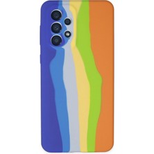 Newface Samsung Galaxy A73 5g Kılıf Ebruli Lansman Silikon - Mavi-Turuncu