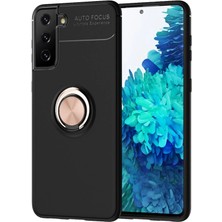Newface Samsung Galaxy S21 Plus Kılıf Range Yüzüklü Silikon - Siyah-Gold