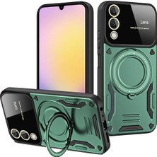 Newface Samsung Galaxy S25 Edge Kılıf Joy Lens Standlı Kapak - Koyu Yeşil