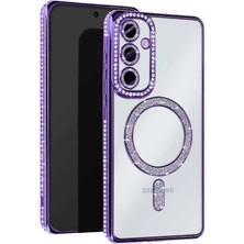 Evyora Newface Samsung Galaxy S25 Plus Kılıf Joke Simli Magneticsafe Kılıf - Derin Mor