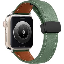 Evyora Newface Apple Watch 38MM KR414 Daks Deri Kordon - Koyu Yeşil