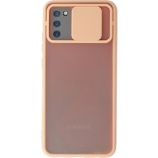 Evyora Newface Samsung Galaxy A02S Kılıf Palm Buzlu Kamera Sürgülü Silikon - Pembe