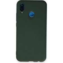 Newface Huawei P20 Lite Kılıf Nano Içi Kadife Silikon - Koyu Yeşil