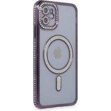 Evyora Newface Iphone 11 Kılıf Joke Simli Magneticsafe Kılıf - Derin Mor