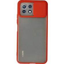 Evyora Newface Xiaomi Mi̇ 11 Lite Kılıf Palm Buzlu Kamera Sürgülü Silikon - Kırmızı