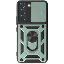 Newface Samsung Galaxy S23 Fe Kılıf Pars Lens Yüzüklü Silikon - Yeşil