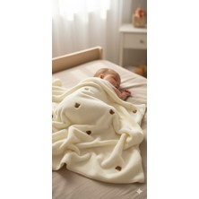 Zeynuko Ayıcık Nakışlı Welsoft 90*100 cm Bebek Battaniyesi