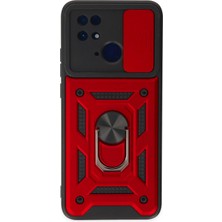 Newface Xiaomi Redmi 10C Kılıf Pars Lens Yüzüklü Silikon - Kırmızı