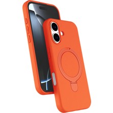 Newface Apple Iphone 16 Plus Regal Magsafe Standlı Kapak - Turuncu