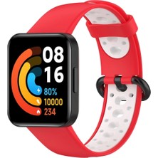 Evyora Newface Xiaomi Redmi Watch 2 Spor Delikli Kordon - Kırmızı-Beyaz