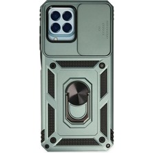 Newface Samsung Galaxy M33 Kılıf Pars Lens Yüzüklü Silikon - Yeşil