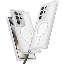 Newface Samsung Galaxy S23 Ultra Kılıf Enka Magsafe Silikon Kılıf - Şeffaf