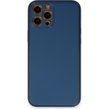 Newface Iphone 12 Pro Max Kılıf Coco Deri Silikon Kapak - Açık Mavi
