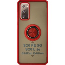 Newface Samsung Galaxy S20 Fe Kılıf Montreal Yüzüklü Silikon Kapak - Kırmızı