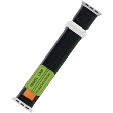 Evyora Newface Apple Watch 42MM Alice Kumaş Kordon - Yeşil-Gri