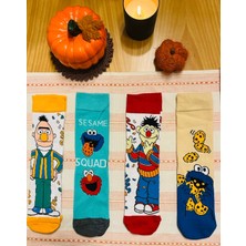 Al Bi 90Lık Al Bi 90'lık Susam Sokağı Edi Büdü Kurabiye Canavarı Elmo Çizgi Film Desenli 4'li Soket Çorap SetiGörseldeki aksesuarlar çekimler için kullanılmış olup ürüne dahil değildir.