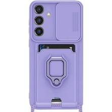 Newface Samsung Galaxy S25 Plus Kılıf Zuma Kartvizitli Yüzüklü Silikon - Lila