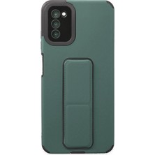 Newface Samsung Galaxy A03S Kılıf Mega Standlı Silikon - Yeşil