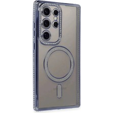 Evyora Newface Samsung Galaxy S24 Ultra Kılıf Joke Simli Magneticsafe Kılıf - Mavi