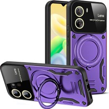 Evyora Newface Vivo Y16 Kılıf Joy Lens Standlı Kapak - Mor