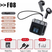 Evyora Karler Bass F08 Dijital Şarj Göstergeli Tws Bluetooth Kulaklık - Siyah