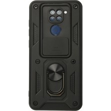 Evyora Newface Xiaomi Redmi Note 9 Kılıf Pars Lens Yüzüklü Silikon - Siyah