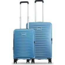 GROUND Fairytale 2'li Valiz Seti Küçük-Orta Körüklü Mavi - 10740