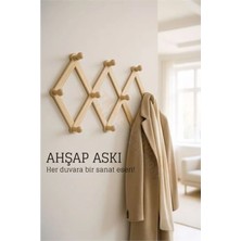 MiraLive Ahşap Akordeon Duvar Askısı - Dekoratif, Çok Amaçlı, 10 Kancalı Akıllı Askılık