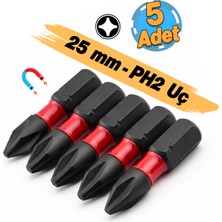 Badem10 Impact Bits Uç 25 mm Ph2 Tayvan Çeliği Mıknatıslı Yıldız Uç Manyetik 1/4" Matkap Ucu 2.5 cm Uzunluk