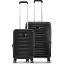 GROUND Fairytale 2'li Valiz Seti Küçük-Orta Körüklü Siyah - 10740