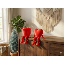 etkrtl Sevgililer Günü ve Ev Dekoru Oturan Hareketli Kalp ve Gül Figürü 5x5 cm