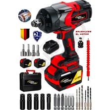 Lieber German Kömürsüz  Motor 1400NM Akülü 15 Pilli Lastik Bijon Somun Sökme Sıkma Makinesi