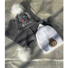 IRONMOON 3lü Takım Labubu ve Stich Nakışlı Peluş Ponponlu Bere ve Boyunluk Seti