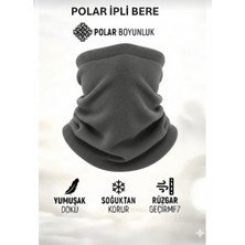 ExtraKalın Termal Polar Soğuk Geçirmez Bere & Boyunluk Unisex Pamuklu Kışlık Ayarlanabilir İpli Bere