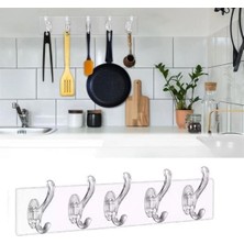 Durukar® 5'li Güçlü Yapışkanlı Şeffaf Duvar Askısı Banyo Mutfak Düzenleyici Pratik Askılık