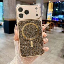 KumOziShop iPhone 13/14 Uyumlu Magsafe Özellikli 17 Görünümlü Kamera Korumalı Elmas Taşlı Premium Kılıf