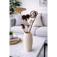 B'Clara Home Lüks Tropikal Kahverengi Dekoratif İthal Kuru Çiçek