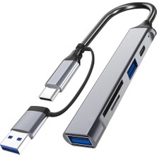 Hepta Collection Çok Fonksiyonlu USB Hub, Tip-C ve USB Bağlantı Noktaları, Kompakt Tasarım Sd-Tf Kart Okuyuculu