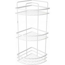 Tesitay 3 Katlı Banyo Duş Köşeliği Rafı Beyaz Renk