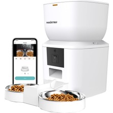Hepta Collection Haustier QQ025-DUAL Kameralı Akıllı Kedi Köpek Otomatik Mama Kabı, App Uzaktan Kontrol, Sesle Çağırm