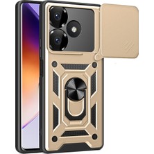 AK-SA-STR Newface Xiaomi Redmi 13 4g Kılıf Pars Lens Yüzüklü Silikon - Gold