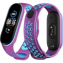 AK-SA-STR Newface Xiaomi Mi Band 7 Spor Delikli Kordon - Mor-Mavi