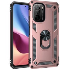 Newface Xiaomi Poco F3 Kılıf Sofya Yüzüklü Silikon Kapak - Rose