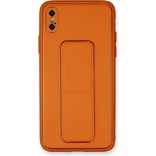 AK-SA-STR Newface Iphone Xs Max Kılıf Coco Deri Standlı Kapak - Turuncu