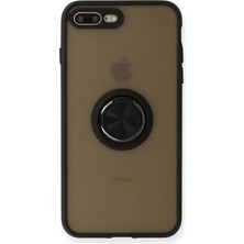 AK-SA-STR Newface Iphone 7 Plus Kılıf Montreal Yüzüklü Silikon Kapak - Siyah