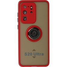 AK-SA-STR Newface Samsung Galaxy S20 Ultra Kılıf Montreal Yüzüklü Silikon Kapak - Kırmızı