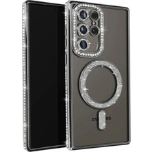 AK-SA-STR Newface Samsung Galaxy S25 Ultra Kılıf Joke Simli Magneticsafe Kılıf - Siyah
