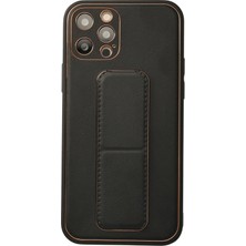 AK-SA-STR Newface Iphone 12 Pro Kılıf Coco Deri Standlı Kapak - Siyah