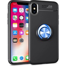 Newface Iphone Xs Max Kılıf Range Yüzüklü Silikon - Siyah-Mavi