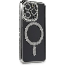 AK-SA-STR Newface Iphone 14 Pro Max Kılıf Joke Simli Magneticsafe Kılıf - Gri